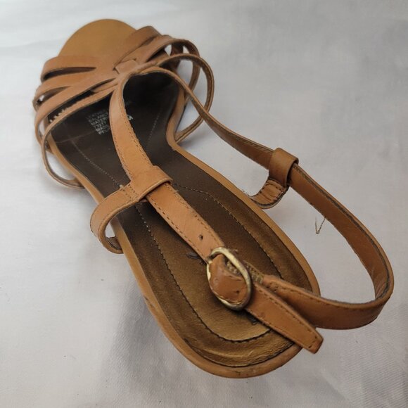 Naturalizer Leather Sandals Natural Soul sz 8 Caramel Shoes slingback Pelican - Picture 8 of 13